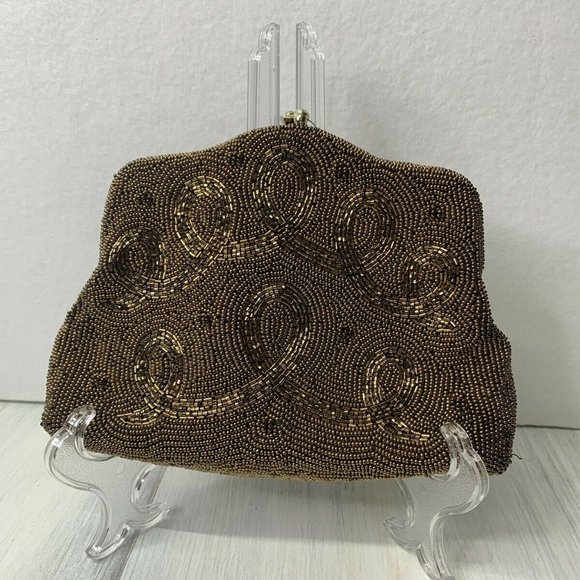 VINTAGE Japan Kissing Clasp Beaded Evening Handbag - Picture 3 of 8